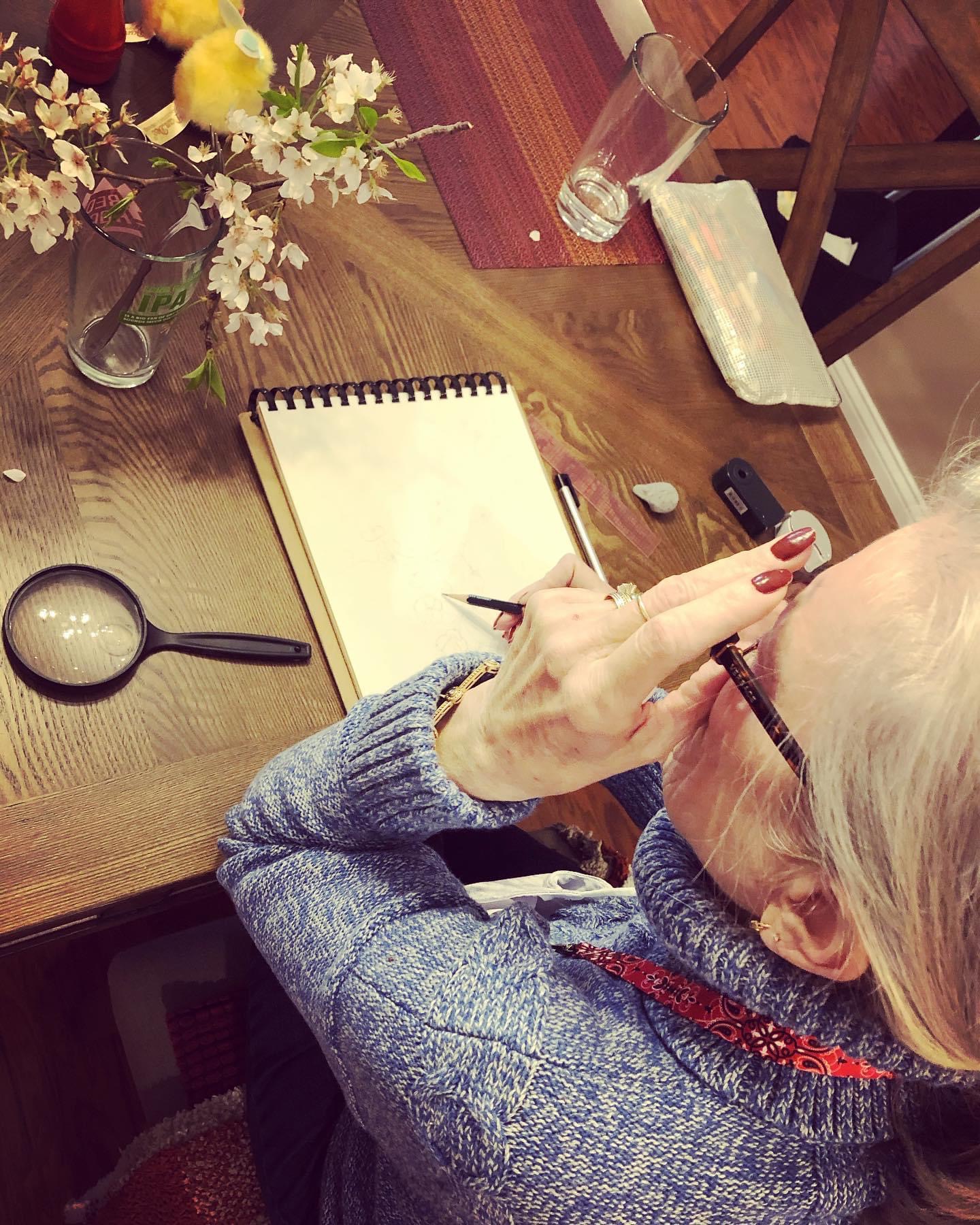 Kathryn Hunt Giovinazzo at her studio desk